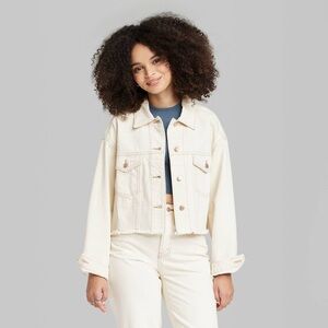 Women's Cropped Denim Trucker Jacket - Wild Fable™